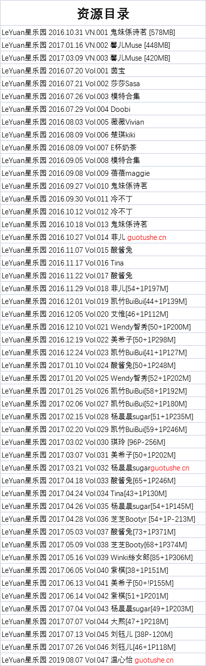 LeYuan星乐园–模特写真合集47套10GB【持续更新中】